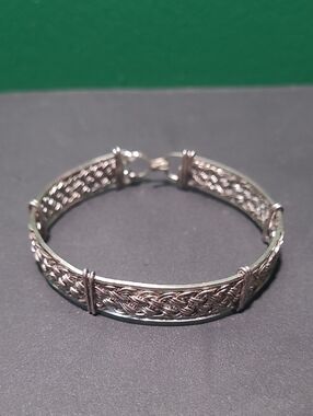 Woven Silver-Tone Braided Wire Bracelet